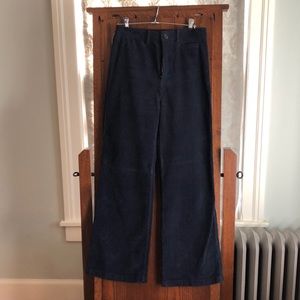 Reformation high-waisted, navy, corduroy pants, size 28